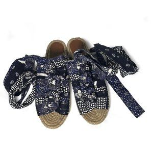 CHLOE blue cotton paisley espadrilles sz 8.5